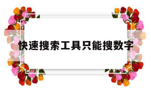 快速搜索工具只能搜数字的简单介绍